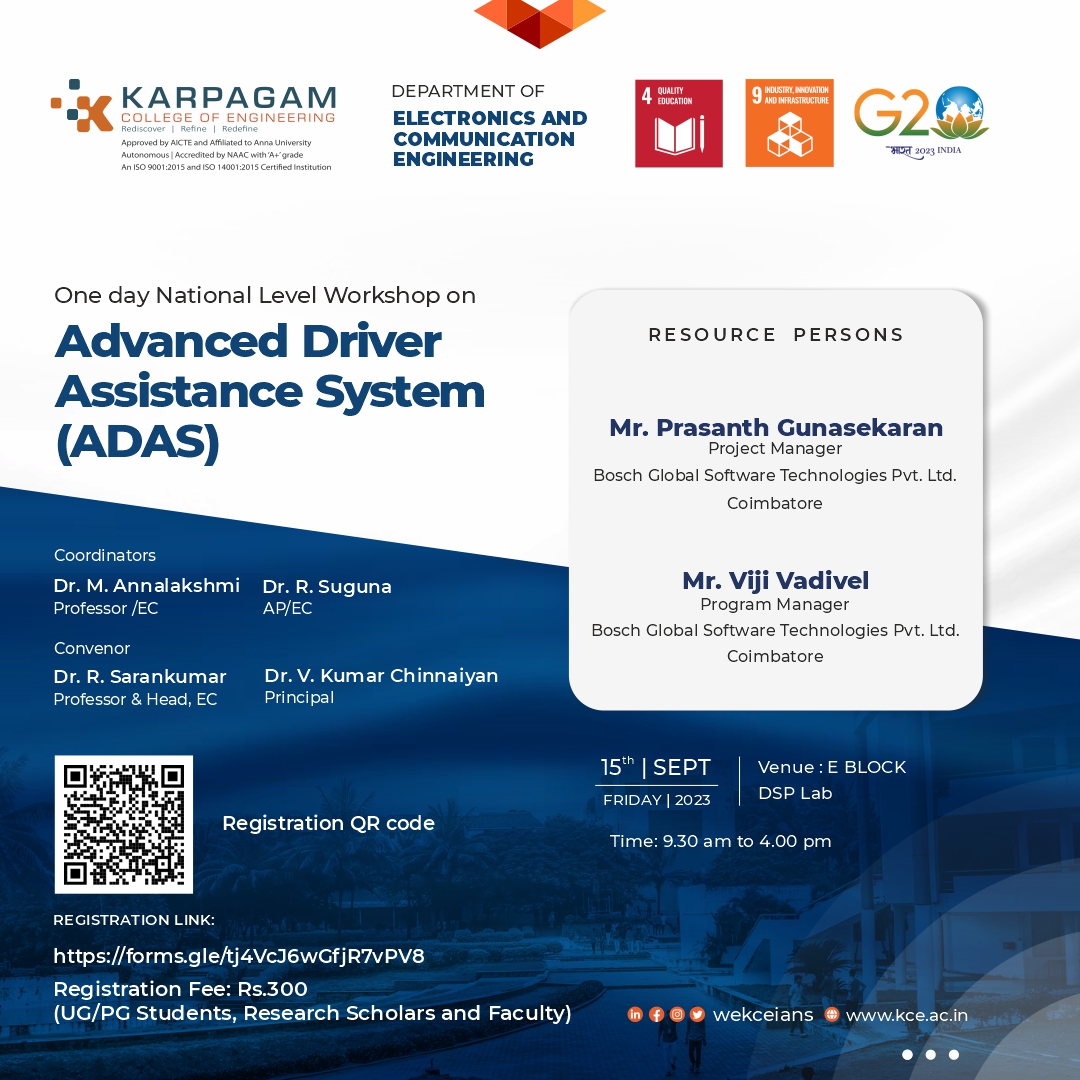One day national level workshop on Advanced Driver Assistance System(ADAS) 2023